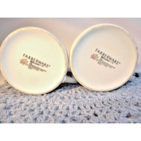 Farberware BELLINI 2pc Porcelain Tea Coffee Cups 22K Gold Band Vintage 1980s - Picture 7 of 7